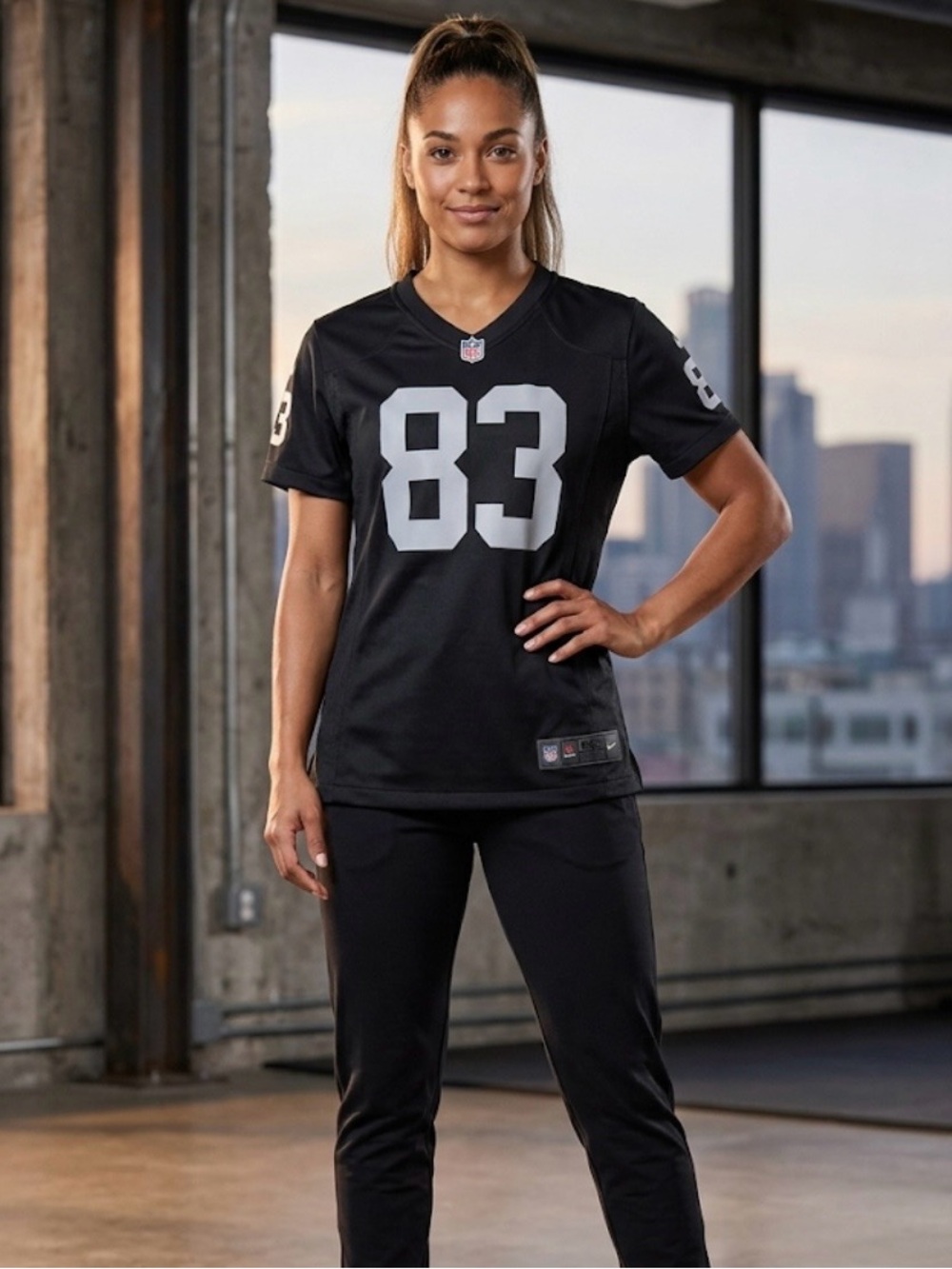 NFL Women’s Black Jersey with Silver 83 size XL